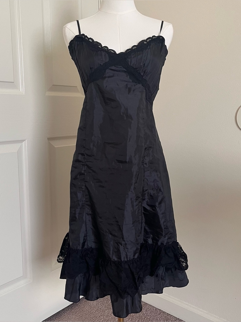 Vintage Y2K DKNY Jeans Black Slip Dress Womens Size 13 Whimsigoth Emo Indie